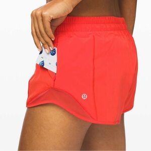 Lululemon Athletica Orange/Red Hotty Hot High-Rise Lined Short 2.5”